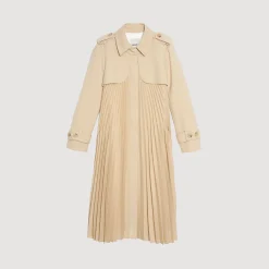 Sandro Paris Casacos-Trench Coat Plissado Com Cinto