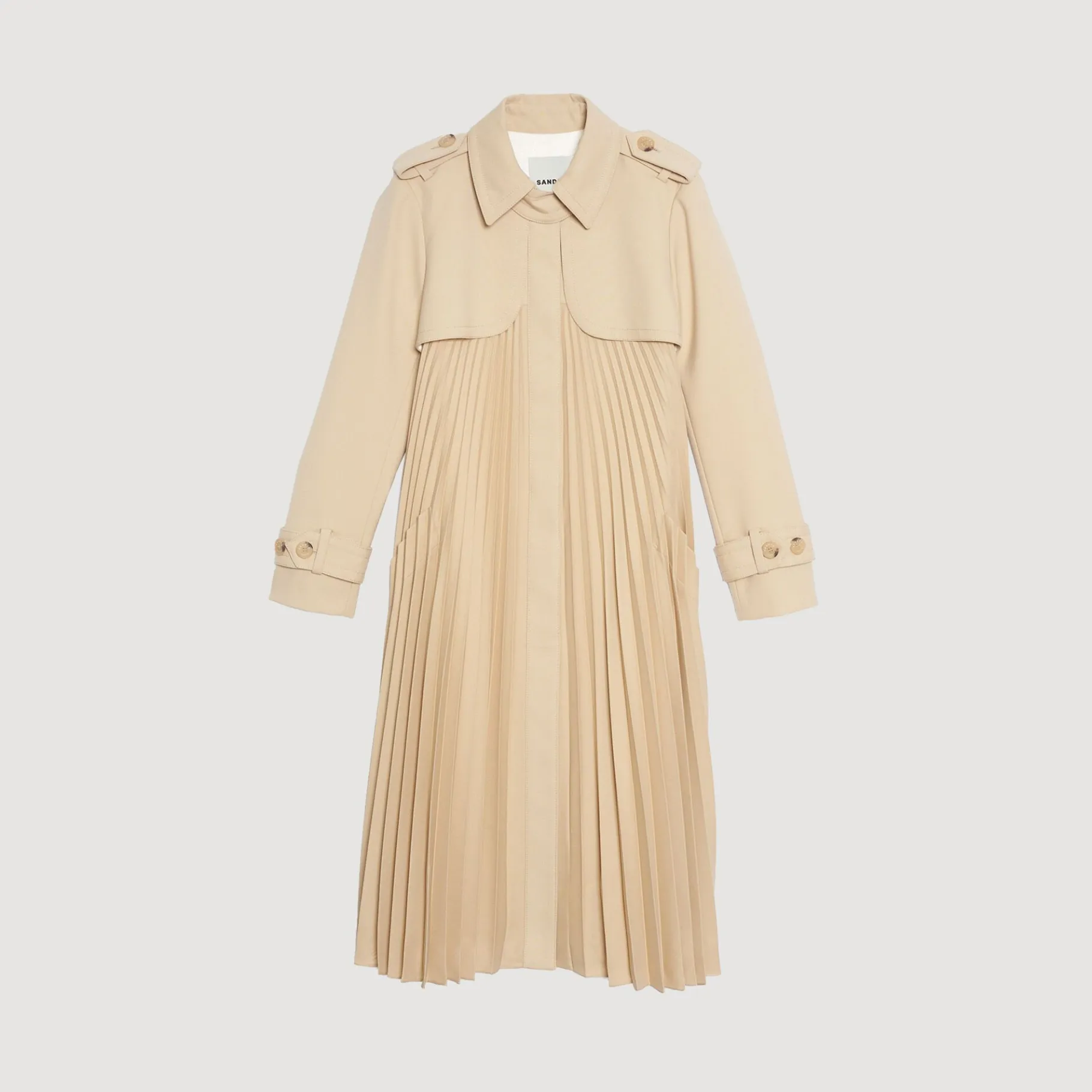Sandro Paris Casacos-Trench Coat Plissado Com Cinto