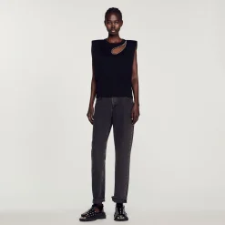 Sandro Paris Camisetas-T-Shirt Com Strass E Abertura De Gota