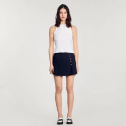 Sandro Paris Camisetas-T-Shirt Sem Mangas Com Bordado