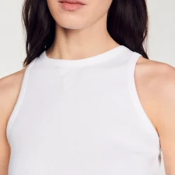 Sandro Paris Camisetas-T-Shirt Sem Mangas Com Bordado