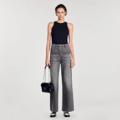 Sandro Paris Camisetas-T-Shirt Sem Mangas Com Bordado