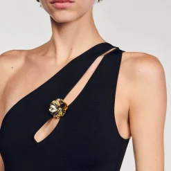 Sandro Paris Vestidos-Vestido Assimetrico Com Franjas