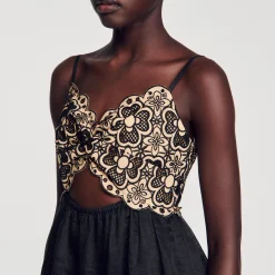 Sandro Paris Vestidos-Vestido Bordado Em Dois Tons