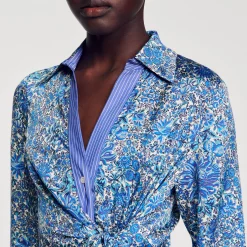 Sandro Paris Vestidos-Vestido Camisa Midi Com Flores