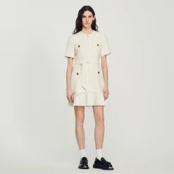Sandro Paris Vestidos-Vestido Casaco De La Com Efeito Tweed