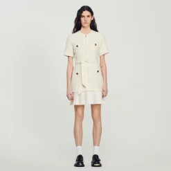 Sandro Paris Vestidos-Vestido Casaco De La Com Efeito Tweed