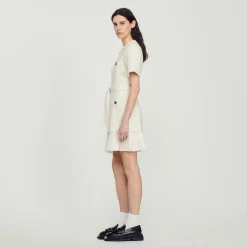 Sandro Paris Vestidos-Vestido Casaco De La Com Efeito Tweed