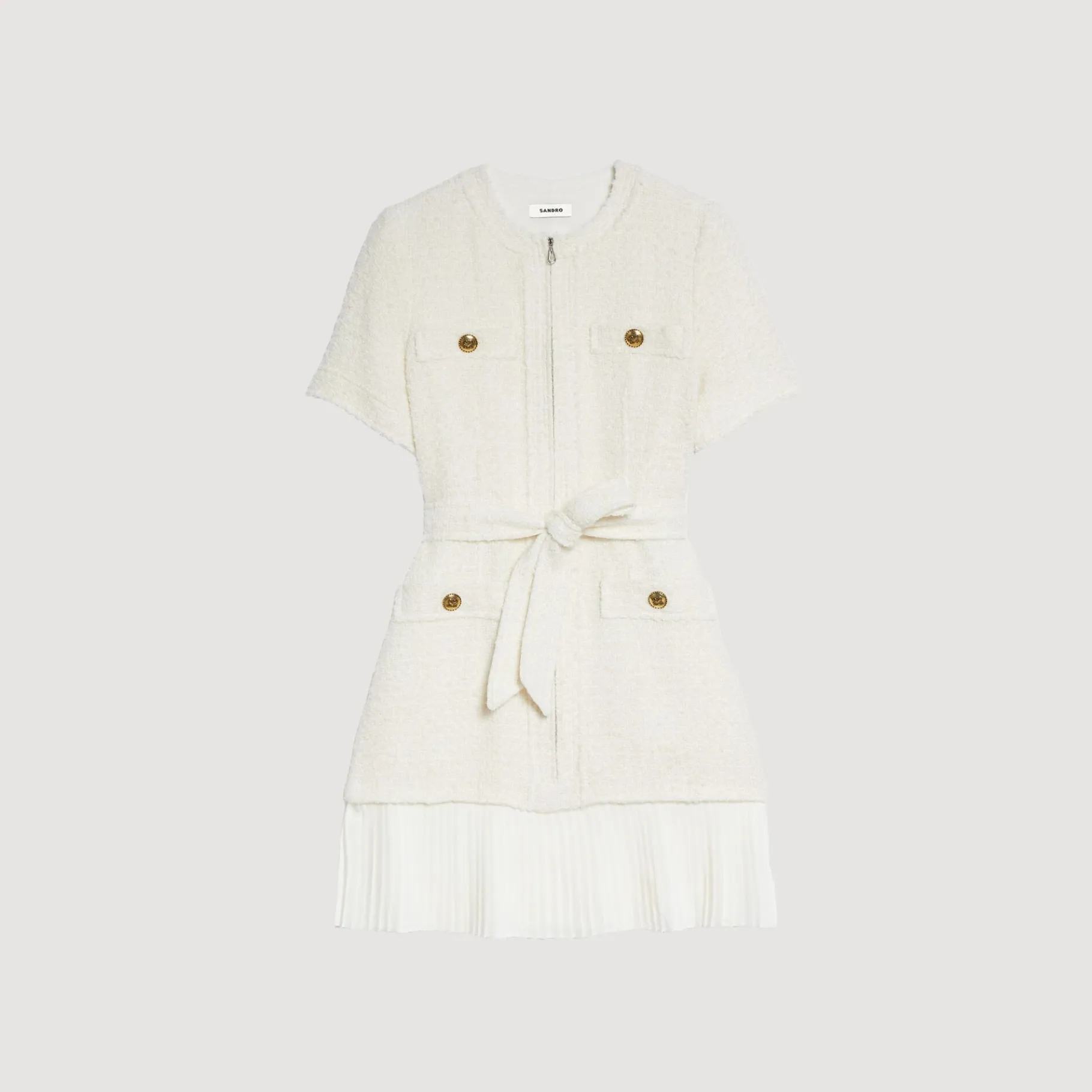 Sandro Paris Vestidos-Vestido Casaco De La Com Efeito Tweed