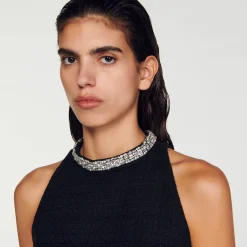 Sandro Paris Vestidos-Vestido Com Gola Com Joias