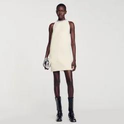 Sandro Paris Vestidos-Vestido Com Gola Com Joias