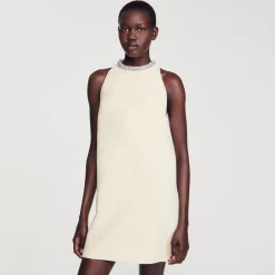 Sandro Paris Vestidos-Vestido Com Gola Com Joias