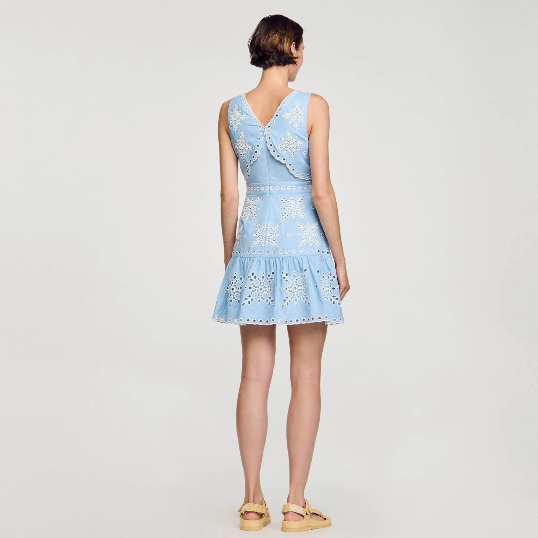 Sandro Paris Vestidos-Vestido Curto Com Bordado Ingles