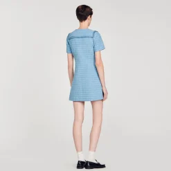 Sandro Paris Vestidos-Vestido Curto De Tweed Com Botoes