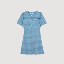Sandro Paris Vestidos-Vestido Curto De Tweed Com Botoes
