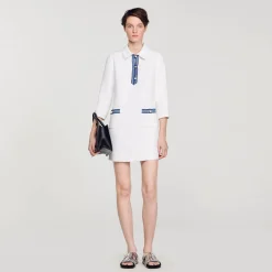 Sandro Paris Vestidos-Vestido Curto De Tweed Manga Longa