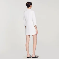 Sandro Paris Vestidos-Vestido Curto De Tweed Manga Longa