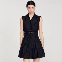 Sandro Paris Vestidos-Vestido Curto Drapeado Com Strass