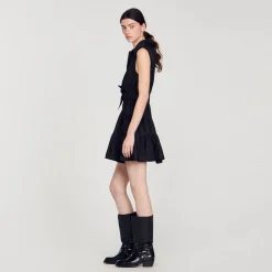 Sandro Paris Vestidos-Vestido Curto Drapeado Com Strass