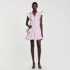 Sandro Paris Vestidos-Vestido Curto Guipura Com Margaridas