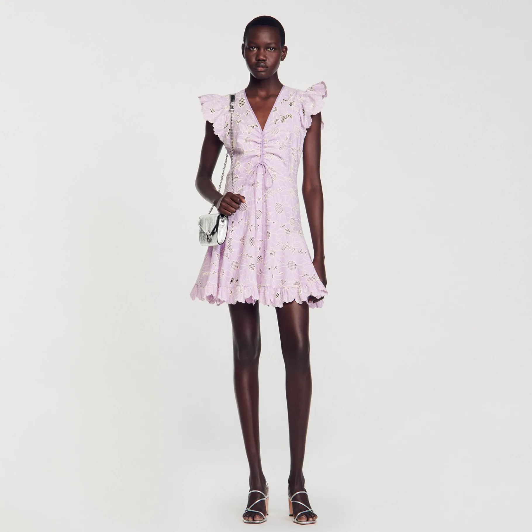 Sandro Paris Vestidos-Vestido Curto Guipura Com Margaridas