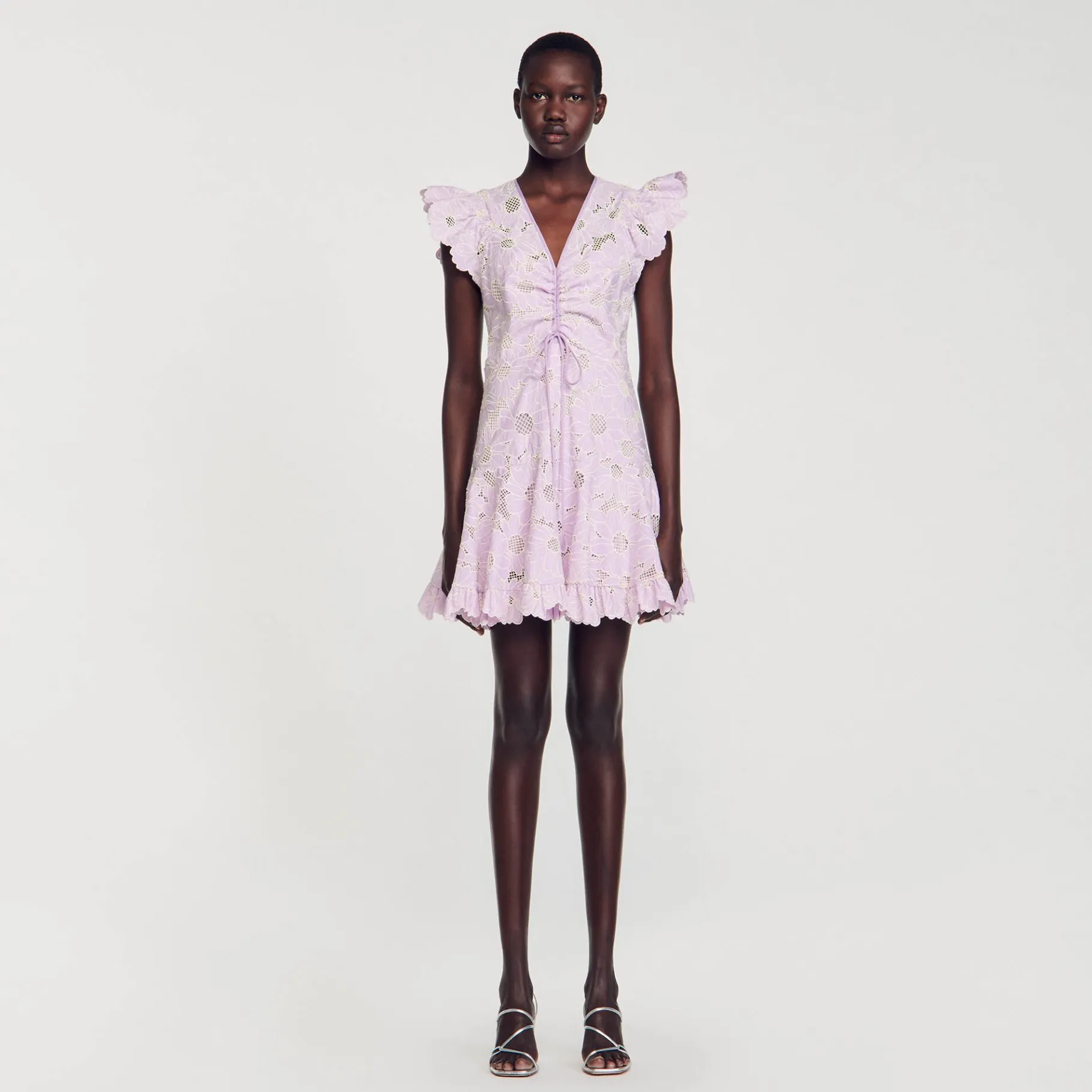 Sandro Paris Vestidos-Vestido Curto Guipura Com Margaridas