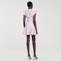 Sandro Paris Vestidos-Vestido Curto Guipura Com Margaridas