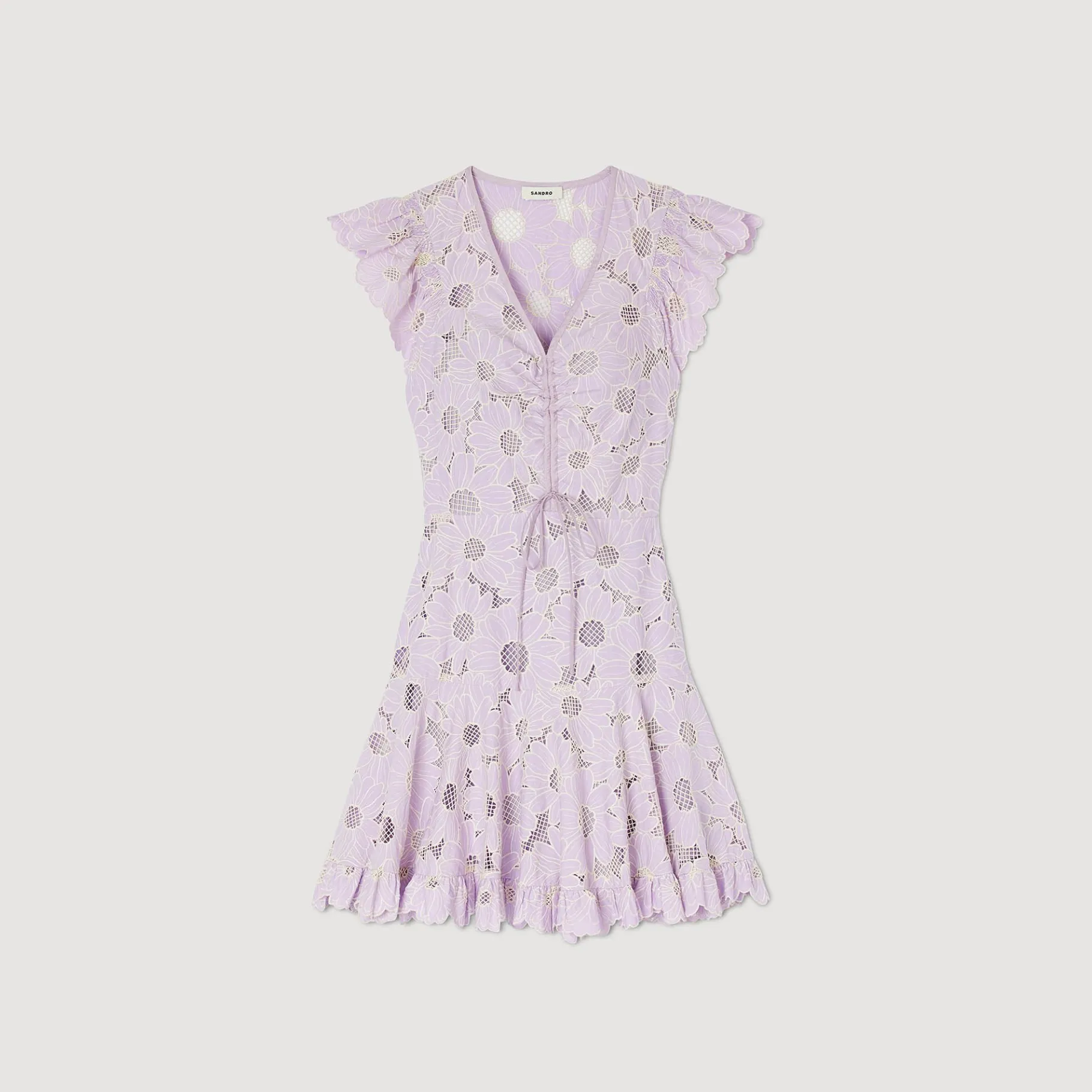 Sandro Paris Vestidos-Vestido Curto Guipura Com Margaridas