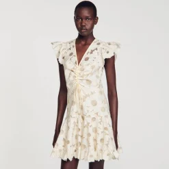 Sandro Paris Vestidos-Vestido Curto Guipura Com Margaridas