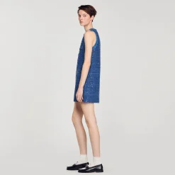 Sandro Paris Vestidos-Vestido Curto Trapezio De Tweed