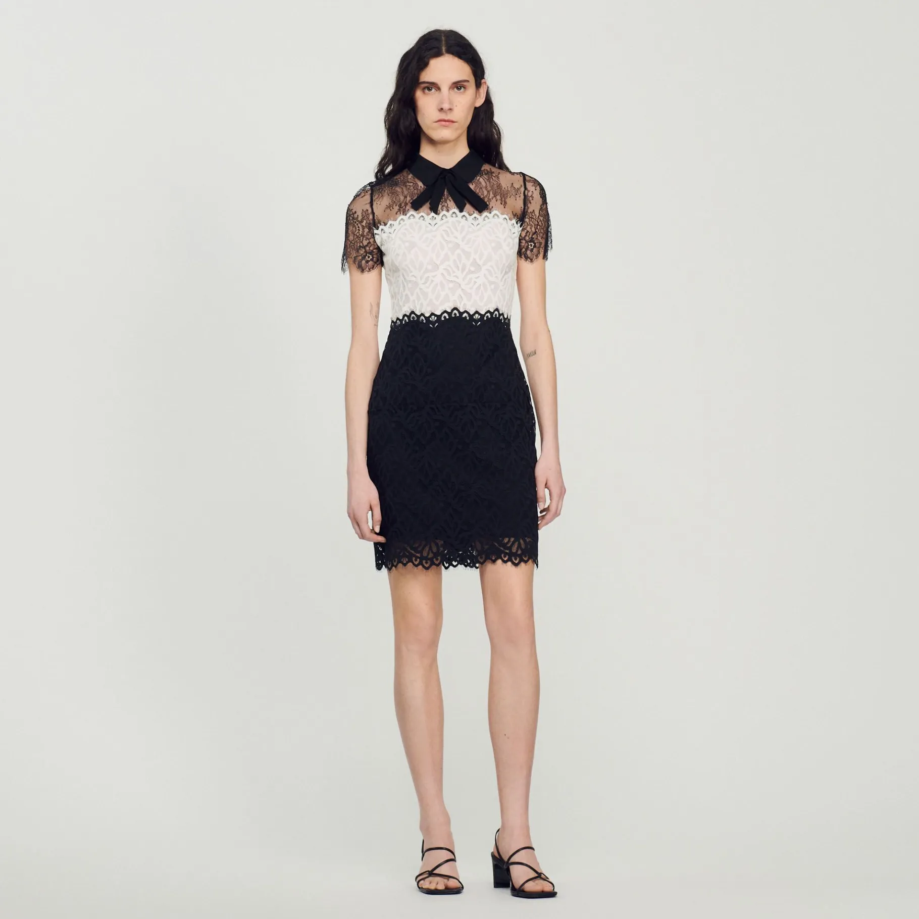 Sandro Paris Vestidos-Vestido De Renda Bicolor