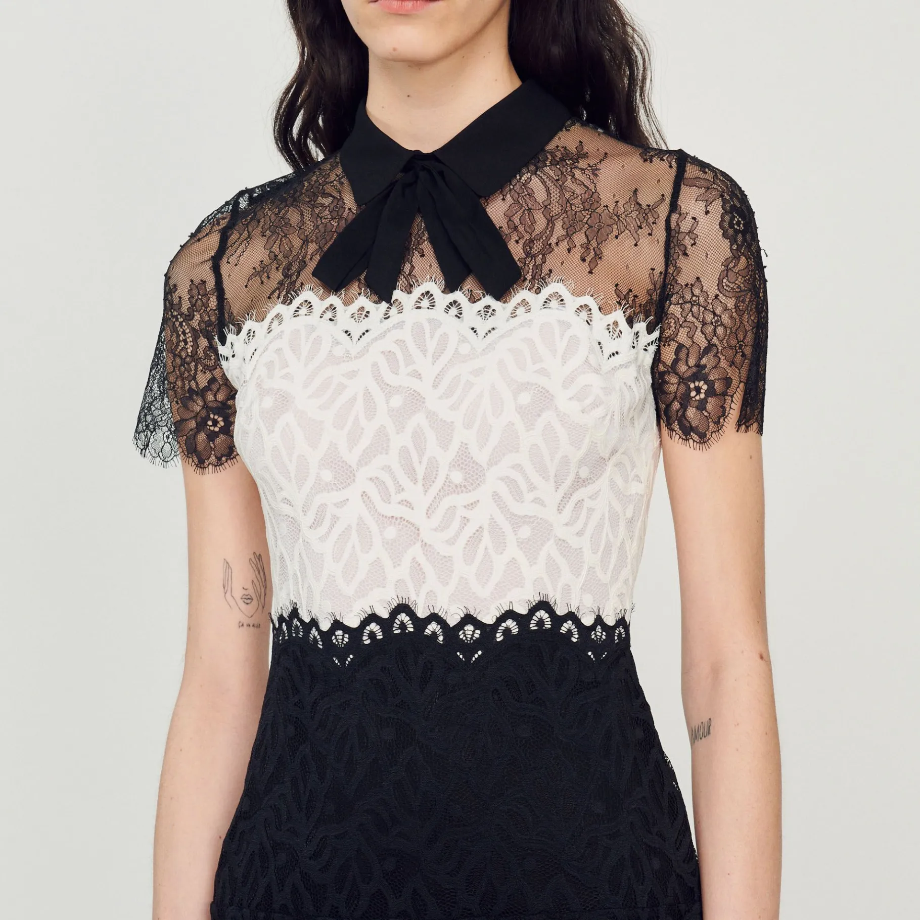 Sandro Paris Vestidos-Vestido De Renda Bicolor