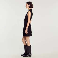 Sandro Paris Vestidos-Vestido De Tweed Plissado