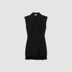 Sandro Paris Vestidos-Vestido De Tweed Plissado