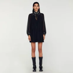 Sandro Paris Vestidos-Vestido Fluido De Musselina