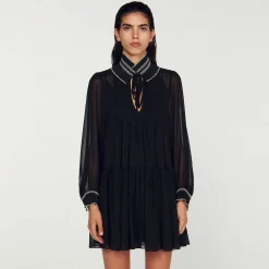 Sandro Paris Vestidos-Vestido Fluido De Musselina