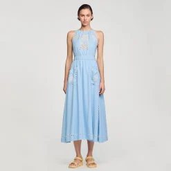 Sandro Paris Vestidos-Vestido Longo Com Bordado Ingles