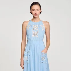 Sandro Paris Vestidos-Vestido Longo Com Bordado Ingles