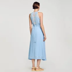 Sandro Paris Vestidos-Vestido Longo Com Bordado Ingles