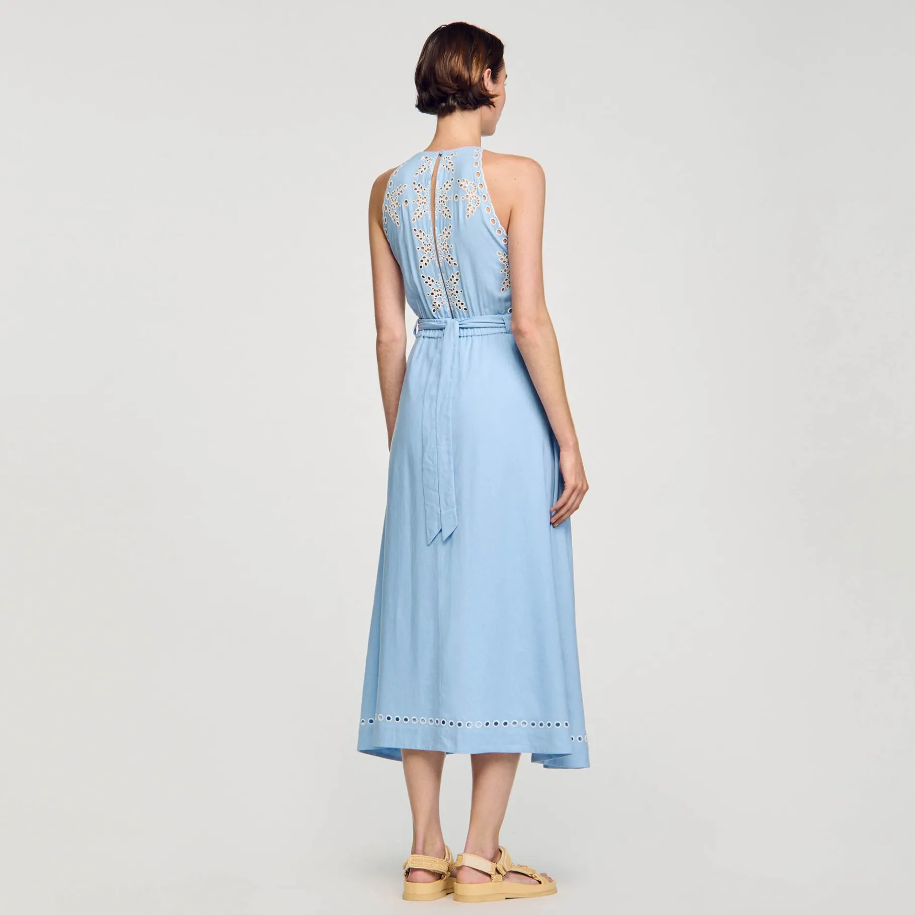 Sandro Paris Vestidos-Vestido Longo Com Bordado Ingles