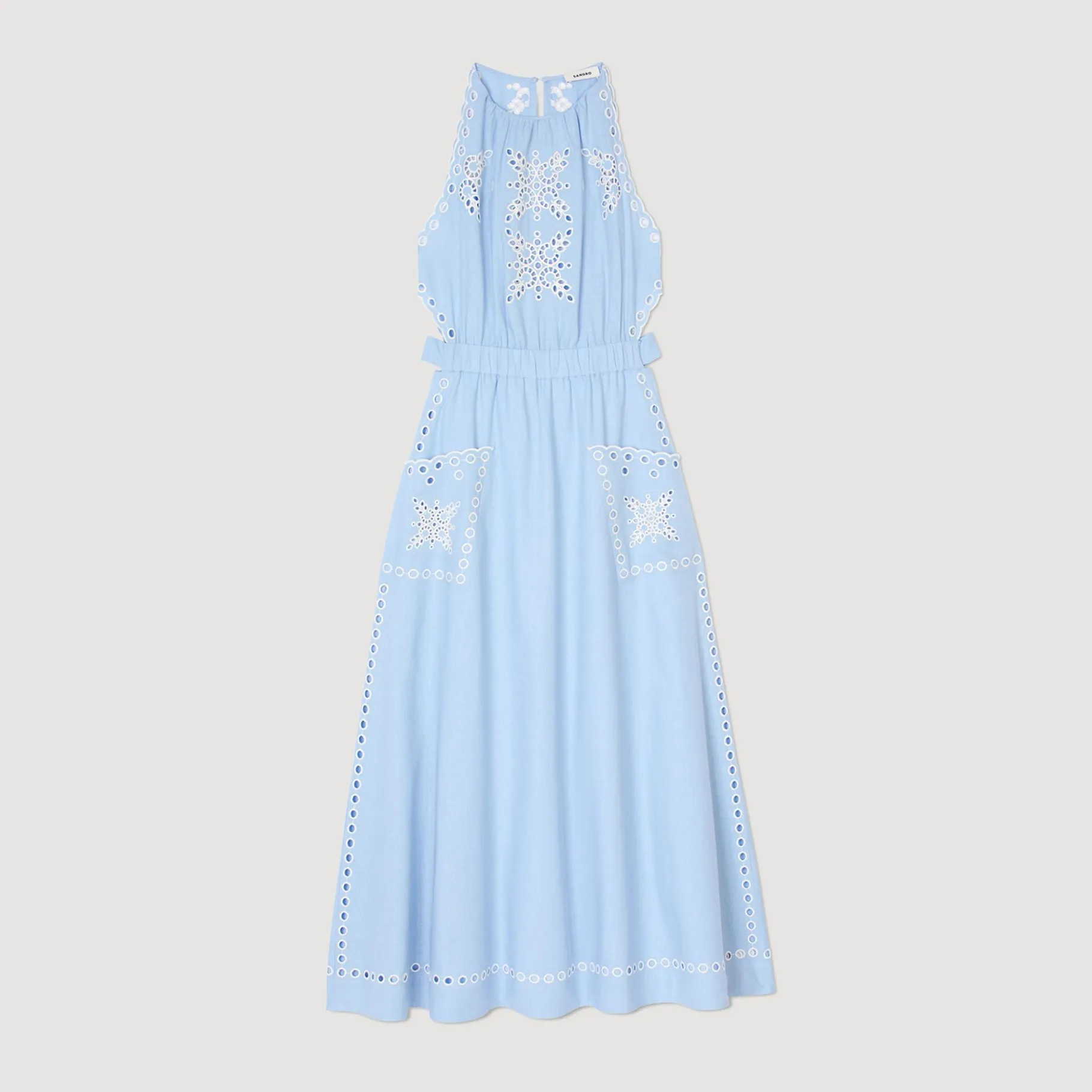 Sandro Paris Vestidos-Vestido Longo Com Bordado Ingles