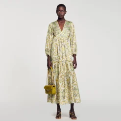 Sandro Paris Vestidos-Vestido Longo Com Estampa De Lenco