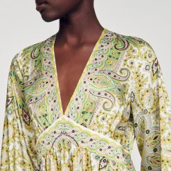 Sandro Paris Vestidos-Vestido Longo Com Estampa De Lenco