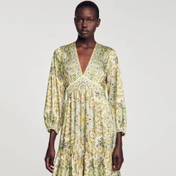 Sandro Paris Vestidos-Vestido Longo Com Estampa De Lenco