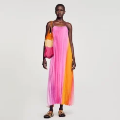 Sandro Paris Vestidos-Vestido Longo Com Pregas Em Leque