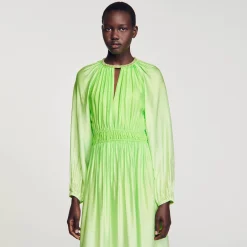 Sandro Paris Vestidos-Vestido Longo Com Strass No Pescoco