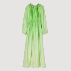 Sandro Paris Vestidos-Vestido Longo Com Strass No Pescoco