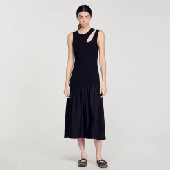 Sandro Paris Vestidos-Vestido Longo De Dois Materiais