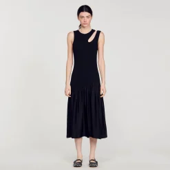 Sandro Paris Vestidos-Vestido Longo De Dois Materiais