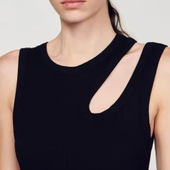 Sandro Paris Vestidos-Vestido Longo De Dois Materiais